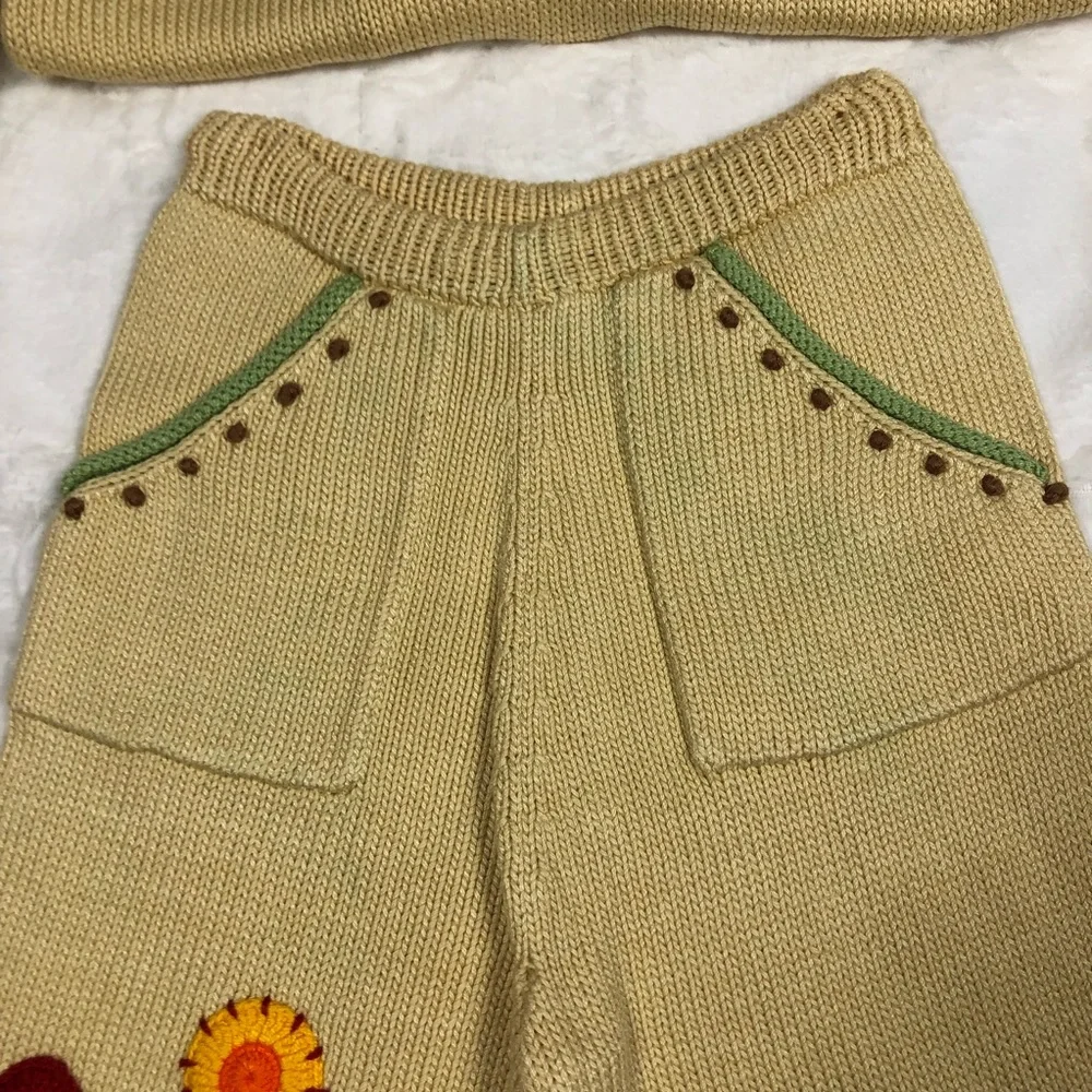 Zackali 4 Kids Red Flowers Knit Outfit size 3/4 - Picture 9 of 13